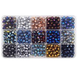 INSPIRELLE 540pcs 8mm Multicolor Electroplate Rondelle Glass Beads for Jewelry Making Faceted Briolette Shape Crytal Spacer Beads Assortments Supplies for Bracelet Necklace with Storage Box