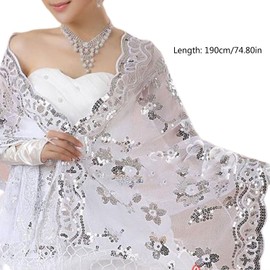 XUYUH Wedding Shawl New Bride Wedding Dress Women Cheongsam Shawl White Lace Embroidered Sequins Lon