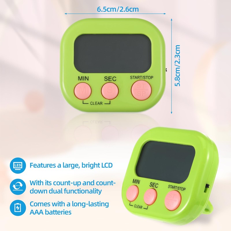 Kitchen Timer, 4PCS Digital Timer Magnetic Clock Stopwatch Countdown Timer