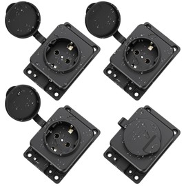 Outdoor Socket, Waterproof, Distribution Box, Outdoor Waterproof, 1 Compartment Outdoor Socket, Protective Contact Sockets with Hinged Lids, IP54 - Black - for Garden, Outdoor, Wet Rooms, Outdoor Use