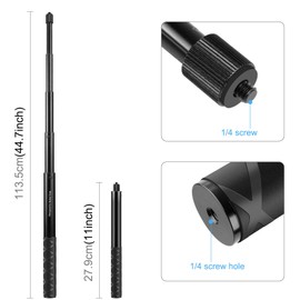 PULUZ 114cm Invisible Selfie Stick for Insta360X5, Extension Invisible Monopod with Adapter Base & Dual Screw for Insta360 One RS / X2 / X3 / X4