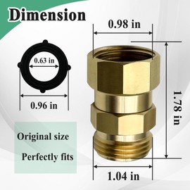 Ebrmeiwo Hose Swivel Fitting, Garden Hose Connector, Good Sealing Performance with No Leaks, Brass