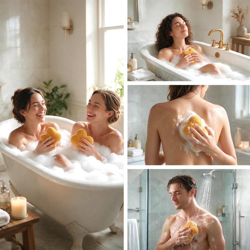 3 Pcs Sea Sponges for Shower, Natural Sea Sponge Loofah
