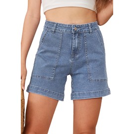 Metietila Summer Denim Shorts for Women Stretch Raw Hem Jean Shorts Small