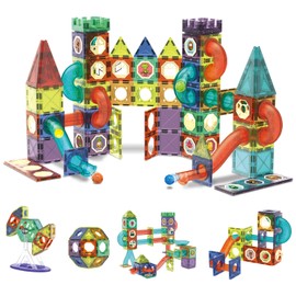 Contixo STEM Building Toys - 110 pcs Marble 3D Magnetic Run Tiles Learning Stacking Educational Building Blocks Set, Creativity Beyond Imagination, Inspirational, Recreational Toy for Kids