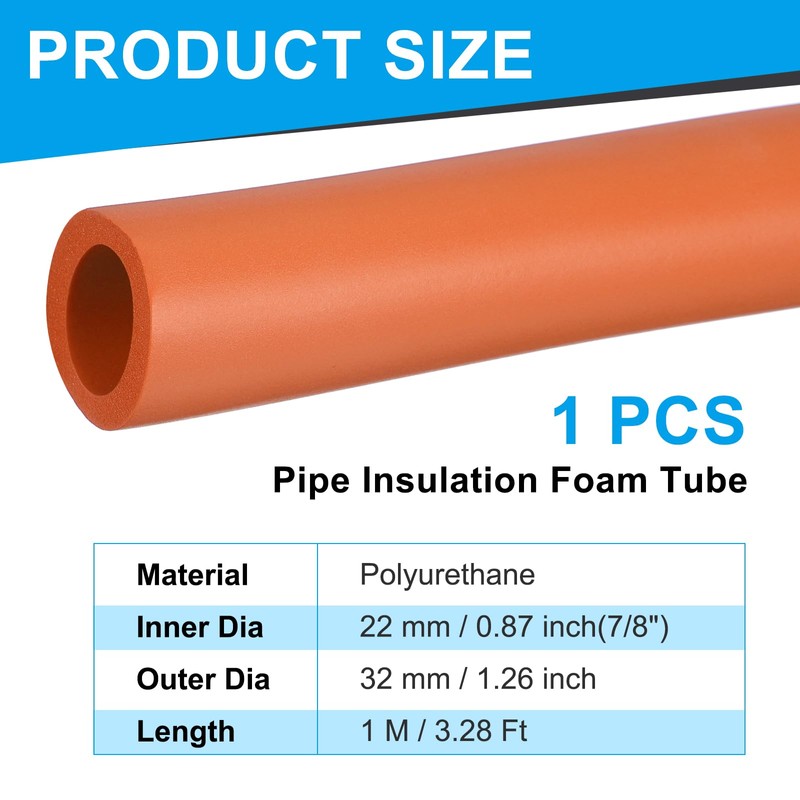 PATIKIL Pipe Insulation Foam Tube, 7/8" ID x 3.28Ft Foam