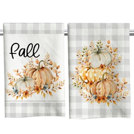 2Pcs Fall Kitchen Towels Set, Fall Dish Towels for Kitchen, Pumpkin Fall Towels Drying Dishcloth for Drying Dishes, Hand Towels Kitchen Fall Bathroom Decor, 26x18in Tea Towels Farmhouse Kitchen Decor