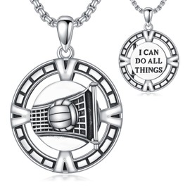 PELOVNY Volleyball Necklace 925 Sterling Silver I Can Do All Things Volley Ball Pendant Sports Jewelry Christmas Birthday Gifts for Men Women Players Coach Lovers, Normal, Sterling Silver, No Gemstone