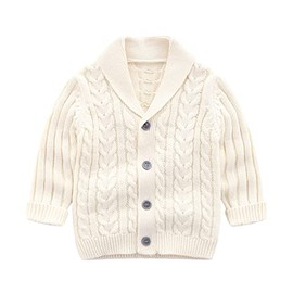 AMMENGBEI Infant Baby Boys V-Neck Cardigan Crochet Sweater,Toddler Knit Button up Knitted Pullover Sweatshirt(Beige,3-6 Months)