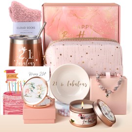 21st Birthday Gifts for Her, Happy 21st Birthday Gifts for Women, 21 Years Old Gift Baskets for Girls Friends Sisters Daughter, 21 Birthday Gifts, 21 and Fabulous Gifts for Her Born in 2003