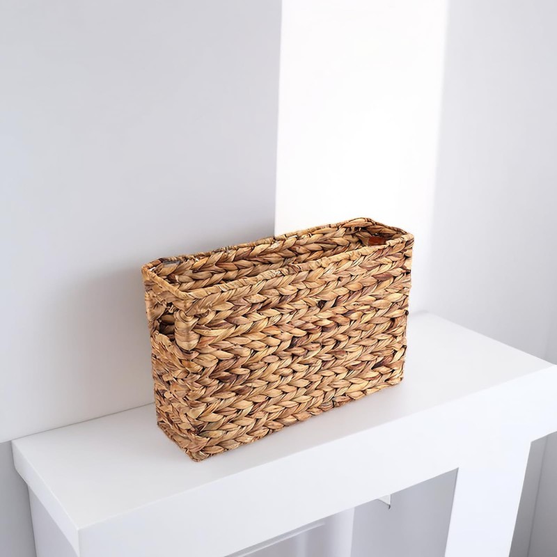 Yesland Hand-Woven Narrow Water Hyacinth Holder Wicker Basket, 15.5 x