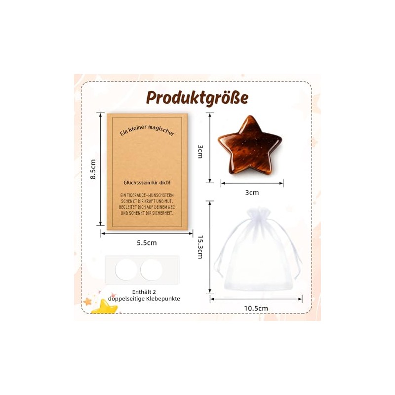 Wishing Star Lucky Stones Set - Natural Tiger's Eye Gift