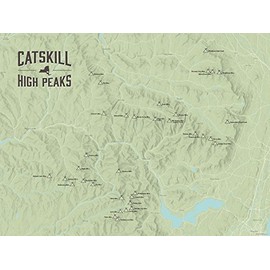 Catskill High Peaks Checklist 18x24 Poster (Sage)