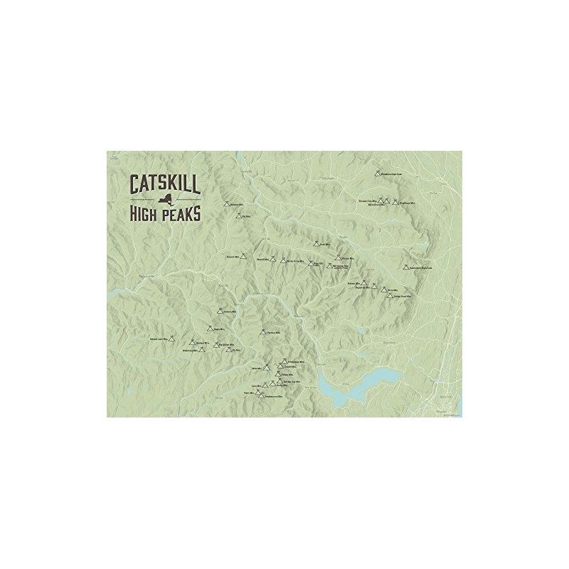 Catskill High Peaks Checklist 18x24 Poster (Sage)