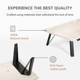 Anji Mountain Monitor Stand - Desktop Organizer & Laptop Riser, Ergonomic Monitor Riser, Space-Saving Monitor Stand for Desk, Durable Construction, Easy Assembly, Ideal for Home & Office,White Wash