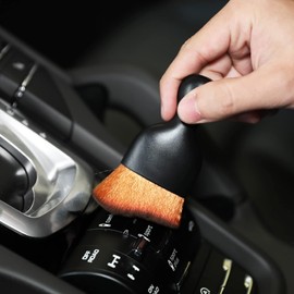 Flaconi 2 x car cleaning brush, car accessories interior, car interior cleaning, car cleaning brush, dust brush car, car brush interior, car dust brush for dashboard (black and brown)