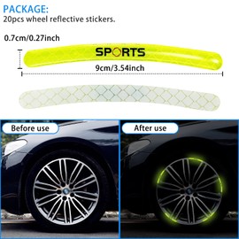 20pcs Reflective Stickers, Reflective Wheel Stripes Kit, Waterproof Reflective Decals, Night Reflective Safety Decoration Stripe, Wheel Decoration Film,Universal Car Great For Drivers Driving At Night