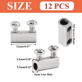 Biaungdo 12 Pcs Stainless Steel Wire Rope Cable Clamp, Adjustable New Upgrade Double Hole Wire Rope Clamp Fastener