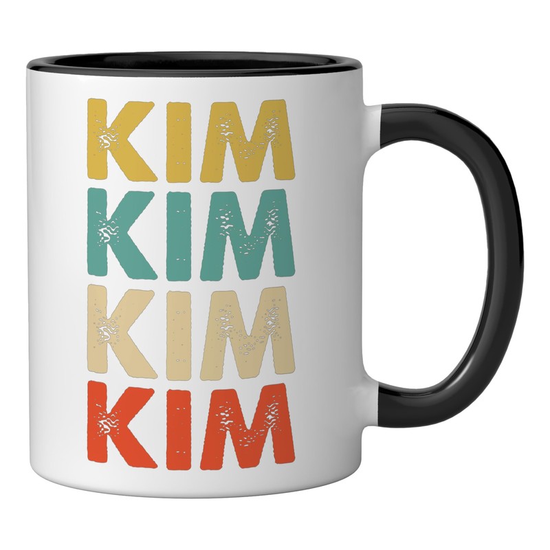 Kim Name Ceramic Mug, Black/White