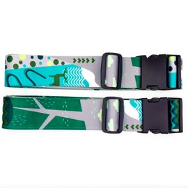 Teeoff Luggage Straps Suitcase Belts, Travel Bag Accessory, Adjustable, 7 ft 2.6 inches (220 cm), Geometric Deer, 2 Pack
