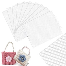 10 Pieces 7 Count Plastic Canvas Mesh, Plastic Canvas Sheets for Embroidery, White Plastic Mesh Sheet for Cross Stitch, Knit and Crochet Projects(10 X 13 Inch)