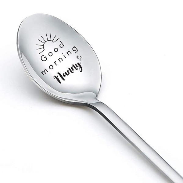 Nanny Gifts Spoons from Grandkids Grandchildren Good Morning Nanny Spoon for Nanny Tea Coffee Lovers Gifts Spoons for Nana Grandma Mothers Day Gift for Nana Grandmother