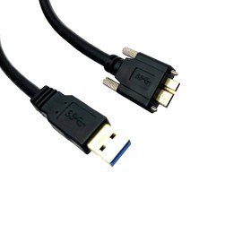 Seadream USB 3.0 Micro B Cable 30cm USB 3.0 A Male to Micro B Male with Dual Screw Locking Cable for Hard Disk Mobile Phone Camera