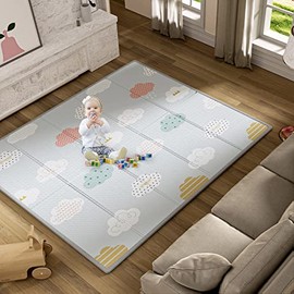UANLAUO Baby Play Mat,Play Mat for Baby,Foldable Kids Play Mat, Foam Play Mat,Infant Play Mat,Waterproof Crawling Mat,Edge Reinforcement Mat,White,71x59x0.4 Inch Cloud,PM-Cloud-581