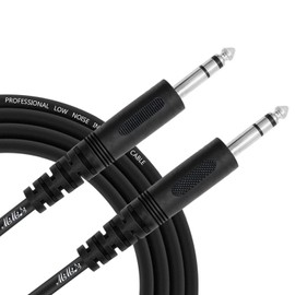 Guitar Cable, MIMIDI 10 Feet Guitar Patch Cord 6.35mm Balanced Stereo Audio Cable for Studio Monitor,Mixer,Speaker/Receiver（Black）
