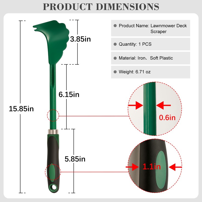 Kivan Base Mower Deck Scraper with Ergonomic Long Handle -