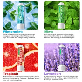 Nasal Stick Pack of 4 Smelling Pens, Quick Aid from a Clogged Nose, Improves Breathing and Increases Focus, Made with Essential Oils and Menthol, Provides Fresh Cooling Sensation
