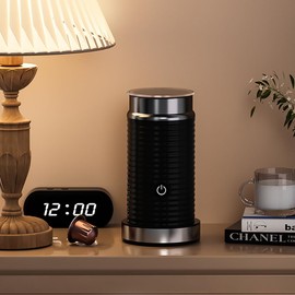 Automatic milk frother,Milk frothing machine,Electric for Hot & Cold Froth, Froth Or Heat Milk，Multifunctional milk frother，Automatic off & Easy Cleaning, Silent Operation (Black)