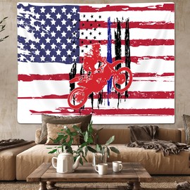 Emwnodti Motocross Dirt Bike Flag Tapestry Wall Hanging, Grunge Flag Moto Wall Decor Tapestries, Sports Wall Art Tapestry for Bedroom Living Room Home College Drom Office Blanket