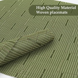 Privalace 18 x 12 inch Set of 6 PVC Oval Placemats, Washable Non-Slip Heat Resistant and Stain Resistant Table Mats,Durable Place Mats for Kitchen Dinner Daily, Meals Table Decor, Green