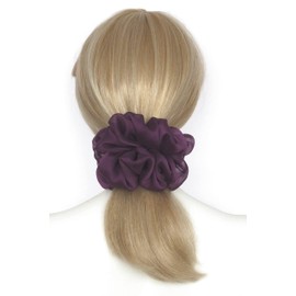 38 Colors Available, Big Scrunchies for Hair, Soft Cheer Chiffon large Ponytail Holder, Cute Birthday Gift for Women Girl Teen, Holiday Accessory (Chiffon Purple Eggplant)