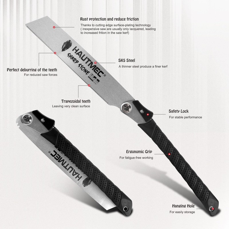 HAUTMEC Folding Japanese Pull Saw, 9-Inch Hand Wood Saw with