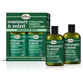 Difeel Champú fortalecedor del cabello de romero y menta, 12 oz y acondicionador con biotina, 12 oz, juego de 2 piezas en caja, champú y