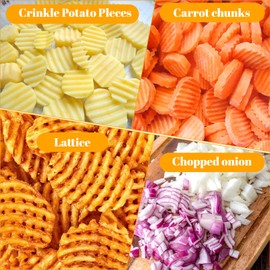Nogeqi Crinkle Cutter for Veggies, French Fries Cutter, Waffle Fry Cutters,Stainless Steel Wavy Crinkle Cutting Chopping Tools for Carrot Potato Vegetable