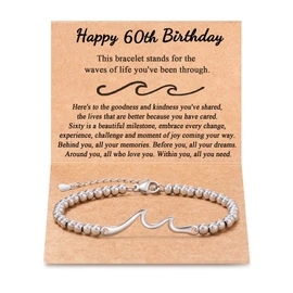 60th Birthday Gifts for Women, Funny 60th Birthday Gifts Silver Bracelet Unique for Women Her