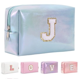 Bhyzdi Birthday Gifts for Women Wife, Travel Makeup Bag Chenille Letter Pouch Cosmetic Bag, Makeup Travel Organizer, Monogrammed Bridesmaid Gifts for Women, Cute Stuff for Teen Girls