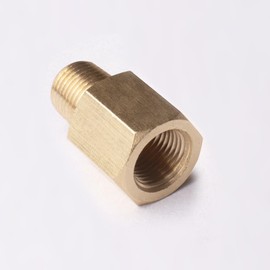 1/8" NPT to 1/8" BSPT Brass Adapter - Fuel/Oil Pressure Gauge Reducer Fitting for Automotive Applications (1)
