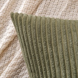EMEMA Cushion Cover, 40 x 60 cm, Corduroy Cushion Covers, Decorative Cushion Covers, Sofa Cushion, Corduroy Cushion Cover, Decorative Soft, for Sofa, Living Room, Bedroom, Set of 2, Olive Green