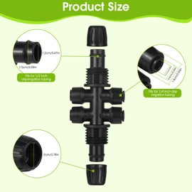 6 Pcs Drip Irrigation Fittings Kit, MSDADA Drip Irrigation System Connector Set for 1/2'' to 1/4'' Irrigation Tube, Anti-Drop Connectors Barbed & Threaded Double-Locked Irrigation Fitting