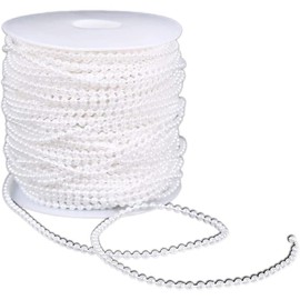 6 mm X 25 Meters Large Pearls Faux Crystal Beads by The Roll - Flowers Wedding Party Decoration (White, One Size)