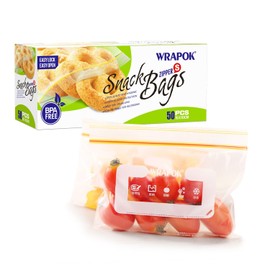 WRAPOK Small Freezer Bags Ziplock Sandwich Food Bags Reusable Snack Lunch Bag for School Kids - 6.3 x 4 Inch(50 Count)
