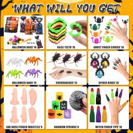 WESAYEE 224PCS Halloween Party Favors for Kids Goodie Bag Stuffers, Halloween Prizes for Kids Bulk Small Toys for Trick or Treat, Classroom Favors Gift Bag Fillers, School Trinkets for Toddler