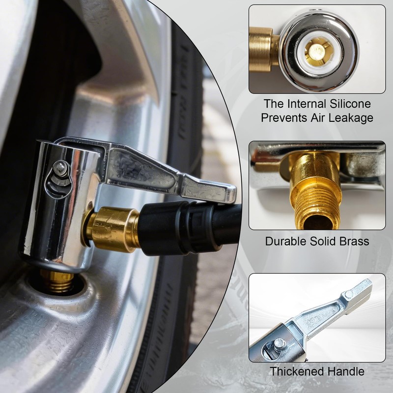 3PCS Brass Tire Air Chucks, Quick Release Tyre Inflator Adaptor,