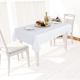 sancua 100% Waterproof Rectangle PVC Tablecloth - 70 x 108 Inch - Oil Proof Spill Proof Vinyl Table Cloth, Wipe Clean Table Cover for Dining Tables, Buffet Parties and Camping, White