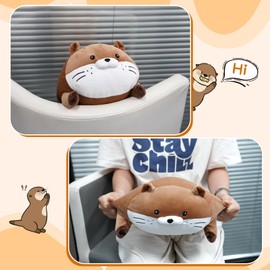 KOPHINYE Otter Plush 12inch 1.4lbs Weighted Otter Plush Pillow for Kids, Soft Otter Weighted Stuffed Animal Huggable Sleep Pillow Pillow for Kids Boys, Girls, Birthdays Gifts