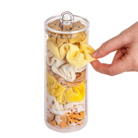 FABROK Soporte transparente para coleteros, organizador de lazos para el cabello con tapa, organizador de accesorios para el cabello, organizador perfecto para adolescentes y niñas